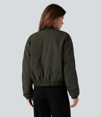 Full Zip Casual Bomber Padded Jacket with Pockets
