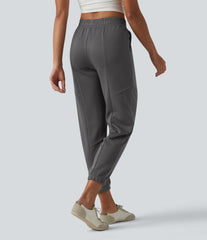 Mid Rise Tapered Casual Sweatpants With Pockets