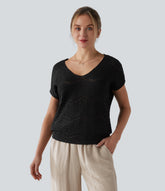V Neck Short Sleeve Sweater