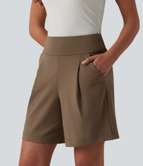DayStretch High Waisted Work Baggy Bermuda Shorts 7'' with Pockets