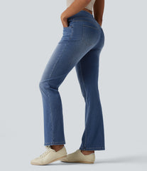 Halara Flex™ Curvy High Waisted Bootcut Washed Casual Jeans with Pockets