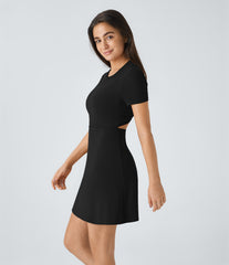 Cut Out Flare Mini Dance Active Dress A-D Cups