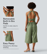 Wide Leg Capri Casual Jumpsuit with Pockets-Easy Peezy Edition