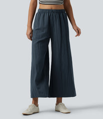 Mid Rise Wide Leg Casual Pants with Pockets