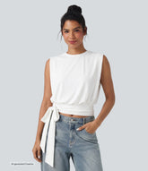 Round Neck Sleeveless Tie Side InstantCool Casual Top-UPF50+
