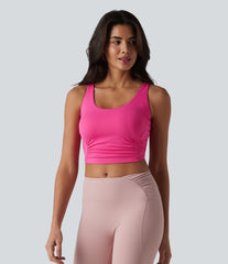 SoftlyZero™ Plush Crisscross Backless Twisted Back Adjustable Straps Built-in Bra Workout Tank Top