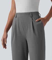 High Waisted Straight Leg Quick Dry Golf Pants with Pockets-UPF40+