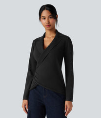 V-neck Long Sleeve Wrap Work Sweater