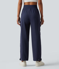 High Waisted Adjustable Hem Quick Dry InstantCool Casual Cargo Pants with Pockets-UPF40+
