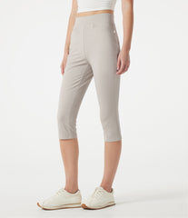 High-waisted Slim Herringbone Golf Capri Pants with Pockets