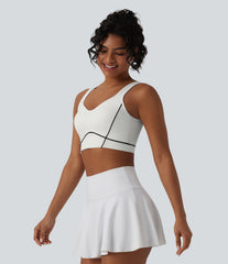 OneForm Seamless Flow Low Support Backless Color Block Built-in Bra Tennis Sports Bra