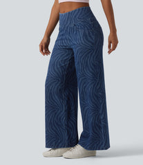 Halara Flex™ Mid Rise Tummy Control Zebra Stripe Casual Wide Leg Jeans with Pockets