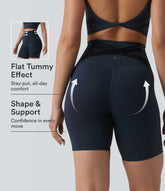 Halara Ultrasculpt™ High Waisted Tummy Control Crossover Back Running Biker Shorts 7'' with Pockets