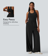 Breezeful™ Sleeveless Cut Out Quick Dry Casual Jumpsuit with Pockets-Easy Peezy