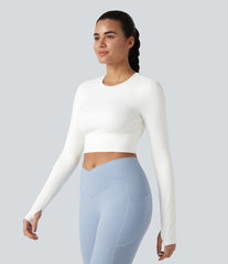 Backless Long Sleeve Thumb Holes InstantCool Quick Dry Yoga Sports Top-UPF50+