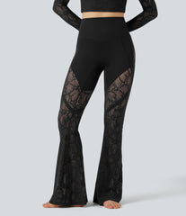Halara UltraSculpt™ High Waisted Tummy Control Contrast Lace Yoga Flare Leggings with Pocket