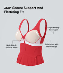 SoftlyZero™ Plush Push-Up Molded Cups Zipper 2-in-1 Yoga Active Dress with Pockets-Easy Peezy DD-F Cups