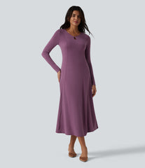 Cut Out Long Sleeve Midi Dress