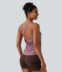 U Neck Built-in Bra Cool Touch Quick Dry Yoga Tank Top-UPF50+