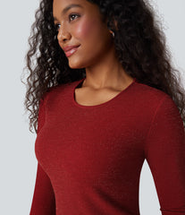 Round Neck Long Sleeve Sparkle Top