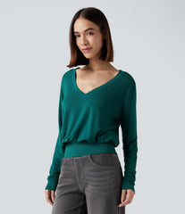 V Neck Long Sleeve Casual Sweatshirt