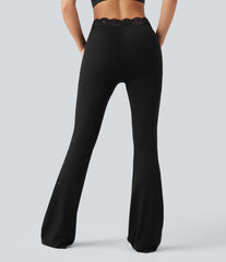 Halara UltraSculpt™ V-Shaped High Waisted Contrast Lace Bootcut Yoga Leggings with Pockets