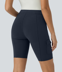 DayStretch High Waisted Pockets Work Biker Shorts 8''
