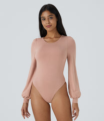 Round Neck Long Sleeve Casual Bodysuit