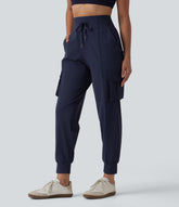 High Waisted Drawstring Quick Dry InstantCool Casual Cargo Joggers with Pockets-UPF40+