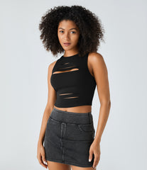 DayStretch Racerback Cut Out Ripped Cropped Casual Tank Top