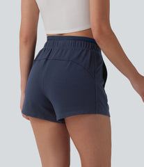 High Waisted 2-in-1 Casual Sweat Shorts 4'' with Pockets