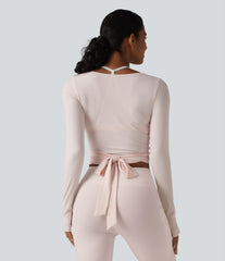 Long Sleeve Crossover Tie InstantCool Yoga Top-UPF50+