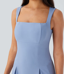 SoftlyZero™ QuickDry Square Neck Sleeveless 2-in-1 Pocket Mini Tennis Active Dress