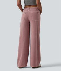 Halara Flex™ Asymmetric Low Rise Wide Leg Colorful Casual Jeans with Pockets