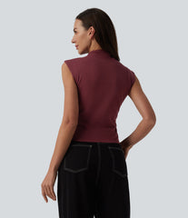 Mock Neck Work Pima Cotton Tank Top