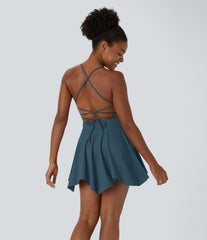 Lace Up 2-in-1 Pocket Mini Slip Casual Dress
