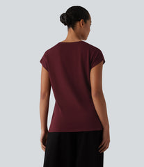 V Neck Short Sleeve Work Sweater
