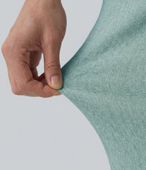 Crossover High-waisted Ruched Casual Linen-Feel Baggy Pants with Pockets