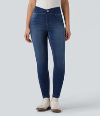 Halara Flex™ V-Shaped Mid Rise 7/8 Skinny Casual Jeans with Pockets