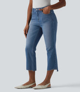 Halara Flex™ Mid Rise High-low Hem Crop Casual Bootcut Jeans with Pockets