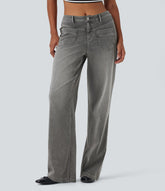 Halara Flex™ Mid Rise Straight Leg Casual Jeans with Pockets