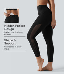 Halara UltraSculpt™ High Waisted Tummy Control Contrast Mesh Yoga 7/8 Leggings with Pocket
