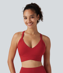 Halara UltraSculpt™ Ribbed Low Support V Neck Built-in Bra Yoga Sports Bra