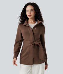SpacerTek™ High-neck Long Sleeve Tie Work Coat with Pockets