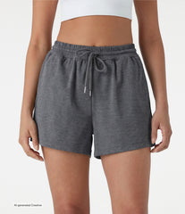 High Waisted Drawstring Quick Dry Workout Shorts 3'' with Pockets