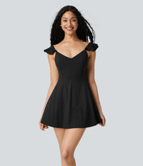 Cut Out 2-in-1 Pocket Flare Mini Dance Active Dress-Easy Peezy Edition