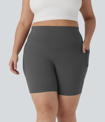 Halara UltraSculpt™ High Waisted Tummy Control Shaping Training Plus Size Biker Shorts 7'' with Pocket