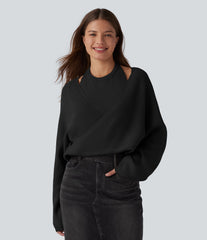 Halter Long Sleeve Wrap 2-in-1 Casual Sweater