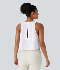 Round Neck Cut Out Cropped Yoga Tank Top