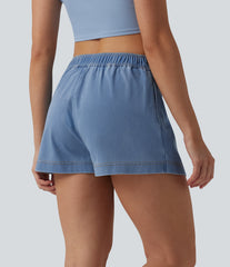 Halara Flex™ Mid Rise Micro Mini Denim Casual Skort with Pockets